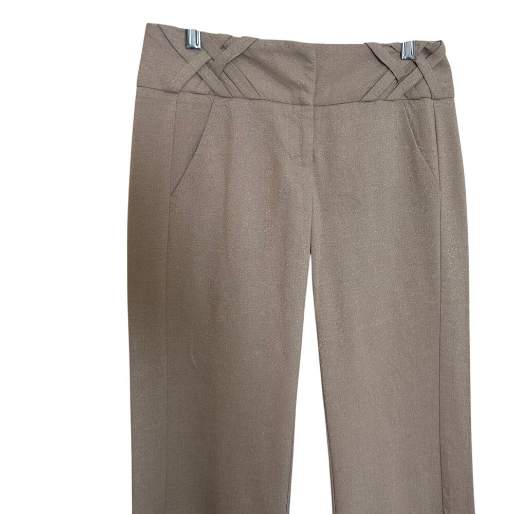 Vintage bebe Pants Made USA Size 2 Taupe Metallic Shimmer Straight Leg Y2K - Picture 3 of 11